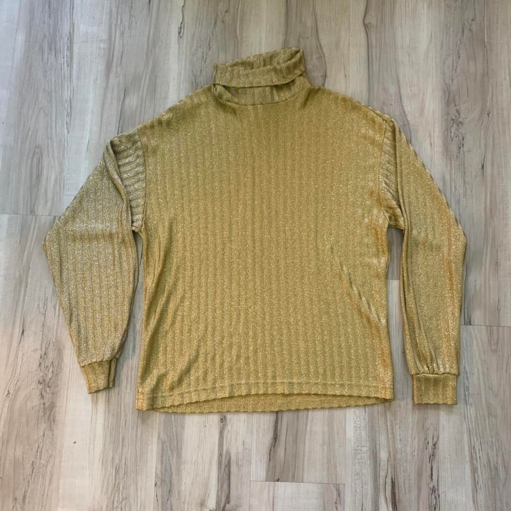 Vintage 1990s International Male‎ gold metallic turtleneck Large-XL